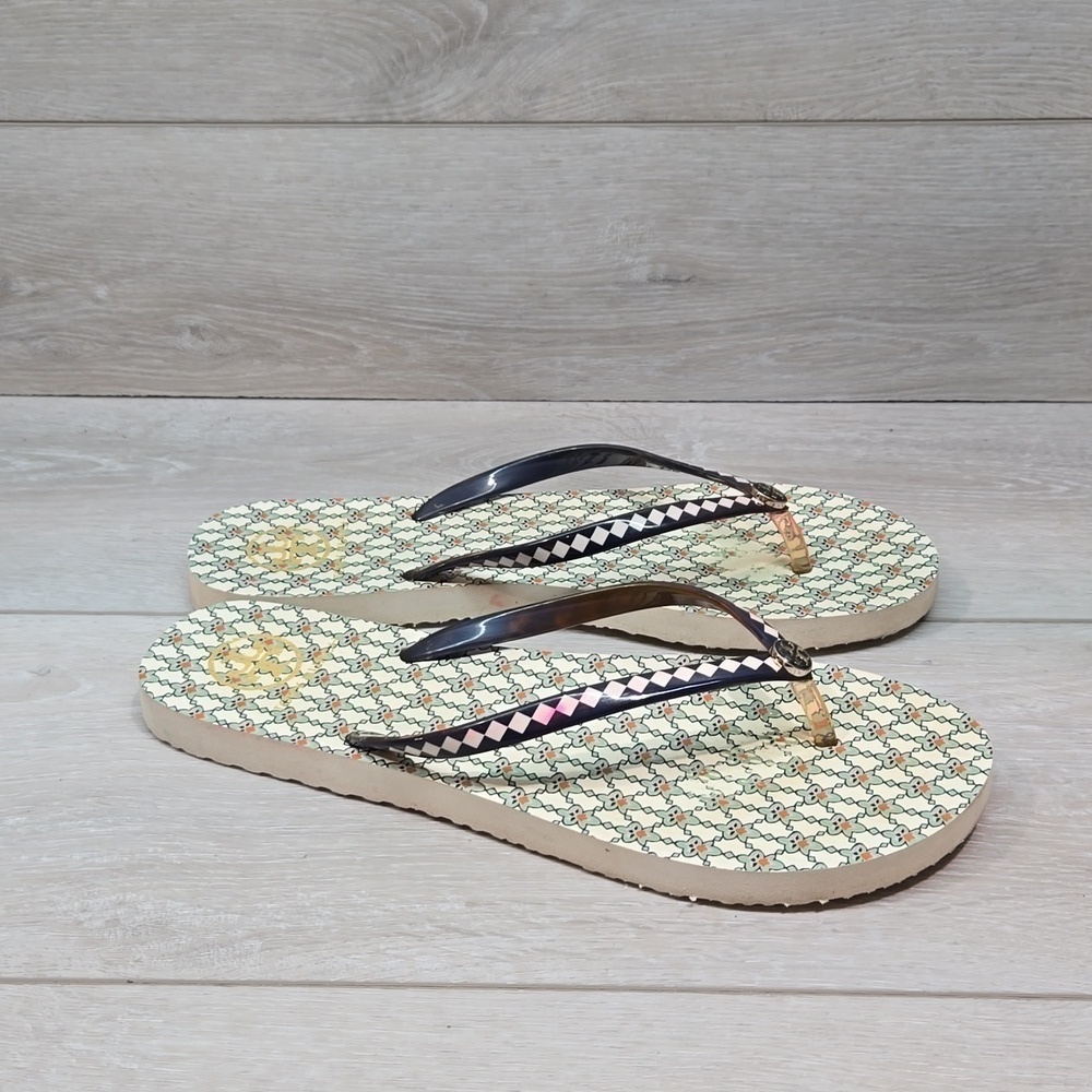 Tory Burch Womens Thinn Logo Thong Beach Sandals Flip Flop shoes sz 10-11